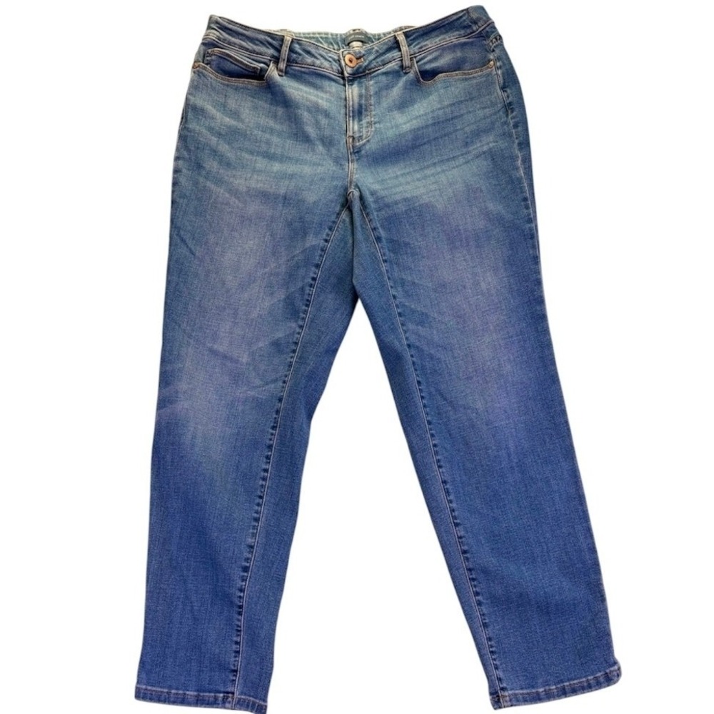 J. Jill Denim Boyfriend Straight-Leg Denim 16P Stretch Jeans Blue Medium Wash